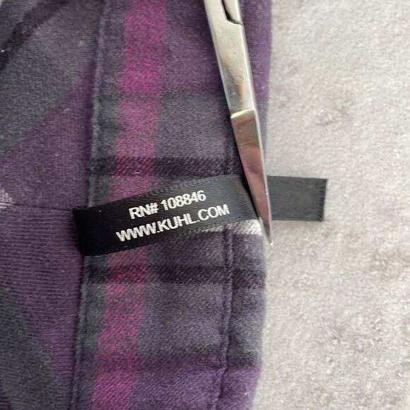 KUHL women’s purple and black plaid flannel long sleeve shirt size Small - Picture 10 of 16